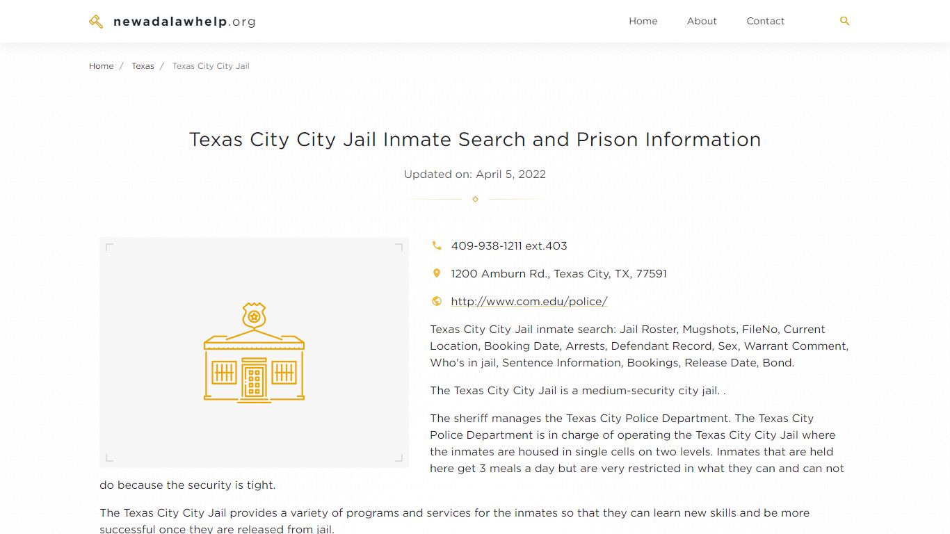 Texas City City Jail Inmate Search, Visitation, Phone no ...