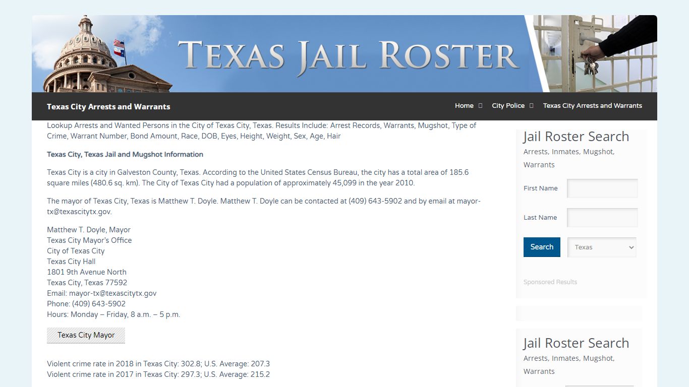 Texas City Arrests and Warrants | Jail Roster Search